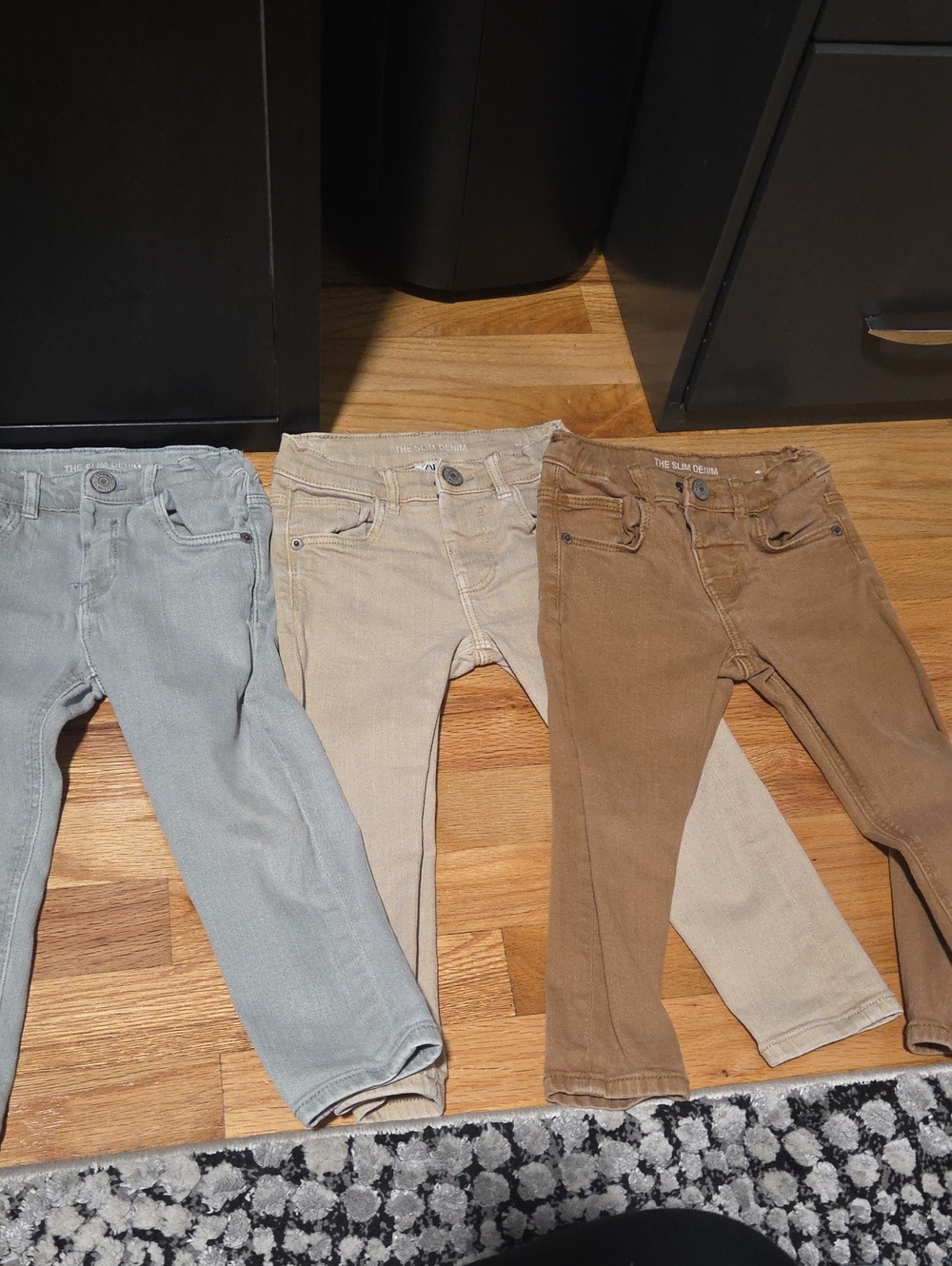 Toddler Boy Slim Fit Denim Pants in Light Geay, Beige & Brown